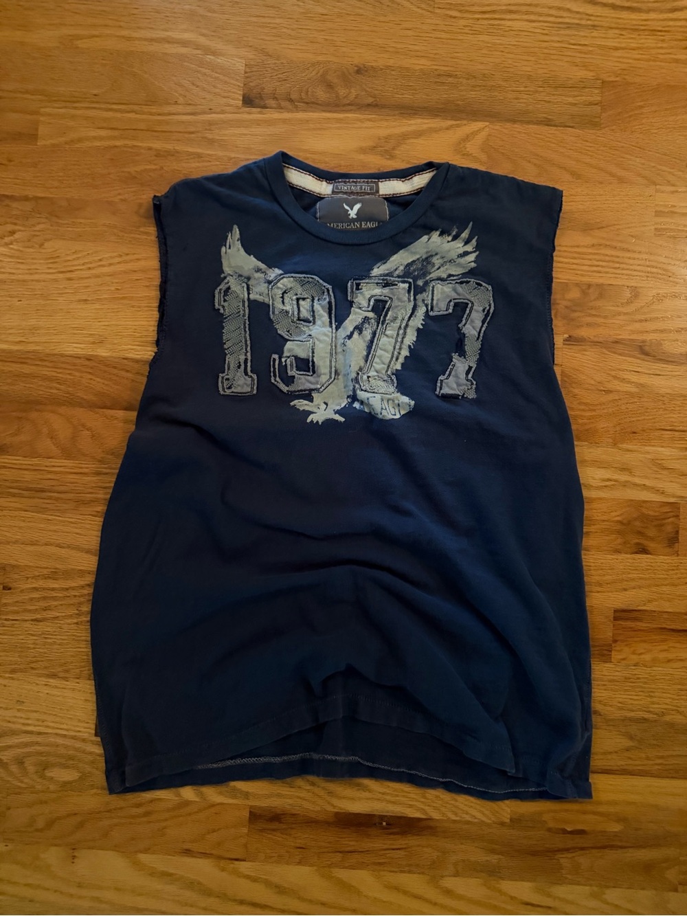 2000’s American Eagle Outfitters Navy Graphic Muscle Tank with 1977 Eagle